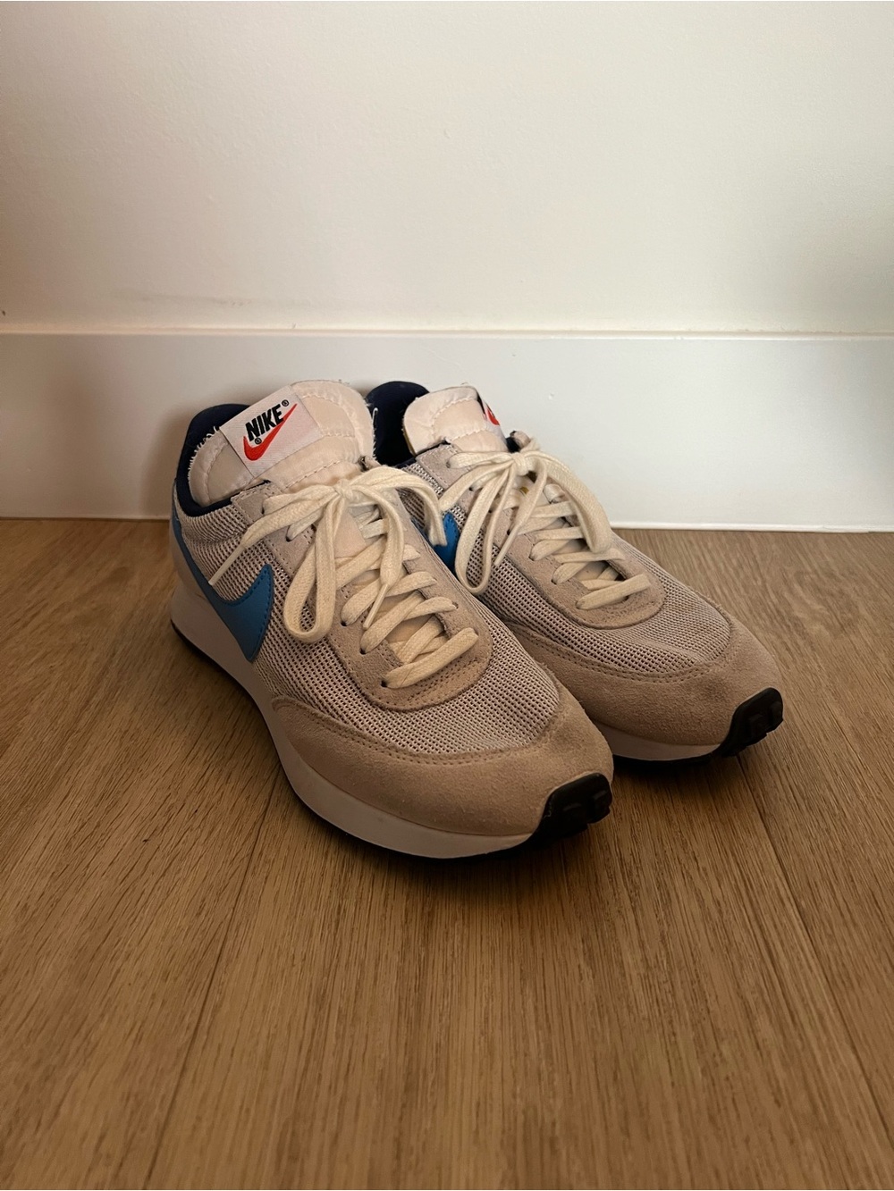 Nike Women’s Cream and Blue Retro Runner Sneakers